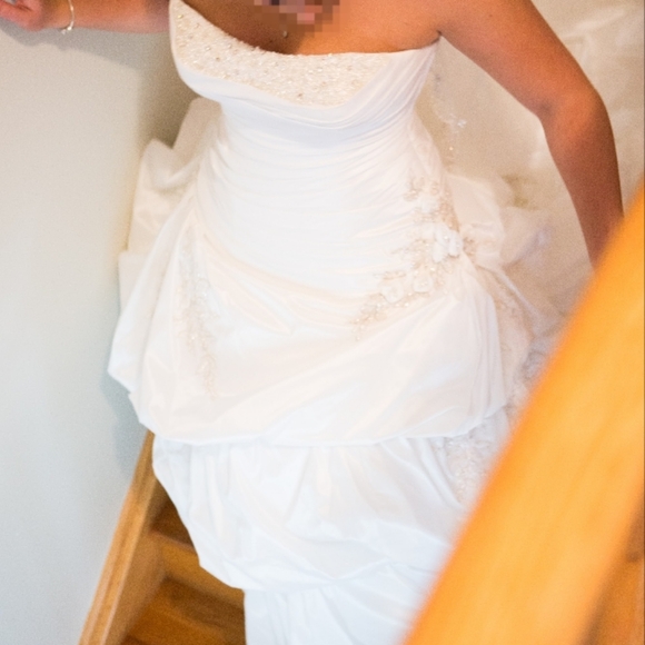 Allure White Ruffled Tiered Gown with Swarovski Crystals - Picture 5 of 10